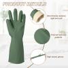 uxcell 2 Pair Rubber Cleaning Gloves, Reusable Household Dishwashing Long Rubber Gloves with Non-slip Grip for Washing Dishes Kitchen and Bathroom Cleaning, Small, Dark Green view 3