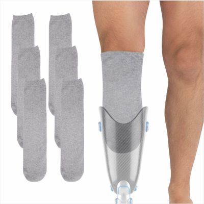 Cotton Prosthetic Socks, Soft Breathable Stump Liners, Multiple Lengths and Colors for Daily Wear, 6-Pack (Grey L)