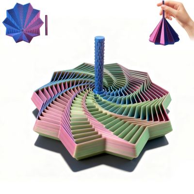 3D Printed Expanded Sensory Fidget Star, Fractal Fidget Hexagon with Handles, 2026 New Star Shaped Fidget Toys for Desktop Decompression Toy Stress Relief Whirling Spiral (Red Green Blue, 3.54in)
