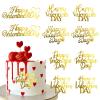 10 Pcs Gold Acrylic Mirror Cake Toppers Valentine's Day Love Heart Side Cake Decor for Party Dessert DIY Supplies view 1