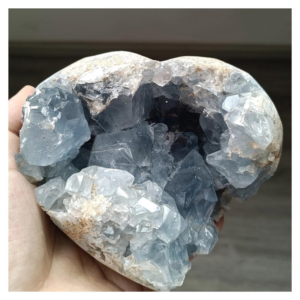 Crystal Stone Natural Blue Celestite Geode Quartz Crystal Mineral Specimen Home Decor Crystal Stone Holder Necklace(1564g)