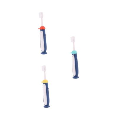 Beaupretty 3pcs Cartoon Manual Toothbrushes with Soft Bristles for Ages Ergonomic Handle Design Mixed Colors Blue Yellow Red Gentle Gum Protection