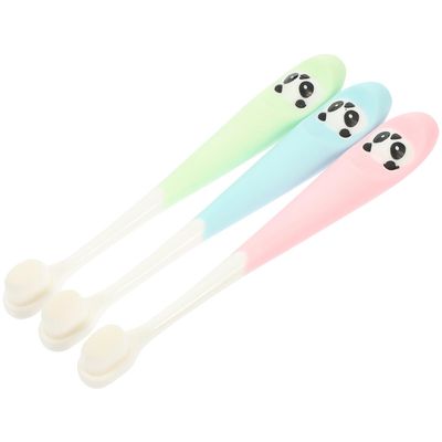 Hemobllo 3Pcs Toothbrush Soft Bristle Cartoon Panda Silicone Handle Toothbrushes Ergonomic Grip for Comfortable Cleaning Safe Oral Care Random Color
