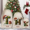 CafeTime Custom Christmas Santa Sack, Personalized Santa Sack with Initial & Name, Personalized Christmas Gift Bag, Monogrammed Drawstring Bag, Holiday Decor 19.5x31.5 inch view 1