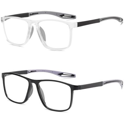 JOON-joon Reading Glasses Men 2 Pairs Sports Style Comfortable and Flexible Blue Light Blocking Readers for Men+1.5(Black&White)