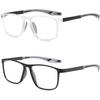 JOON-joon Reading Glasses Men 2 Pairs Sports Style Comfortable and Flexible Blue Light Blocking Readers for Men+1.5(Black&White) view 1