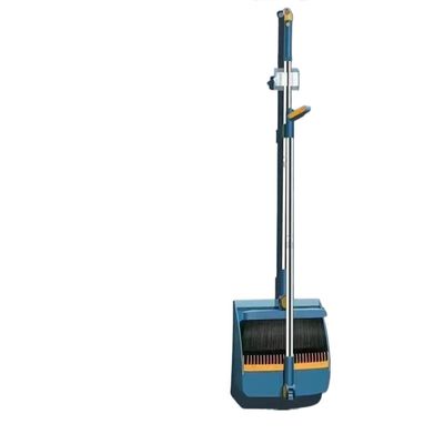 Broom and Dustpan Set Broom Set Household Dustpan Brush Head Sweeping Individual Sweep Foldable Garbage(Rotating Blue)