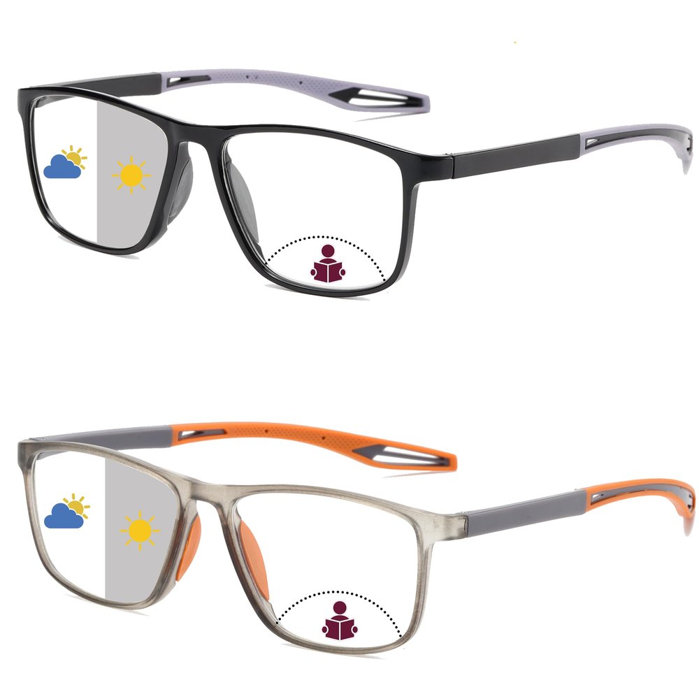 JOON-joon Bifocal Reading Glasses for Men Women 2 Pairs TR90 Sports Style Comfortable and Flexible Readers for men+2.0(Black&Yellow)