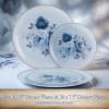 60Pcs Dark Blue Peony Disposable Plastic Plates for Party Crackle view 2
