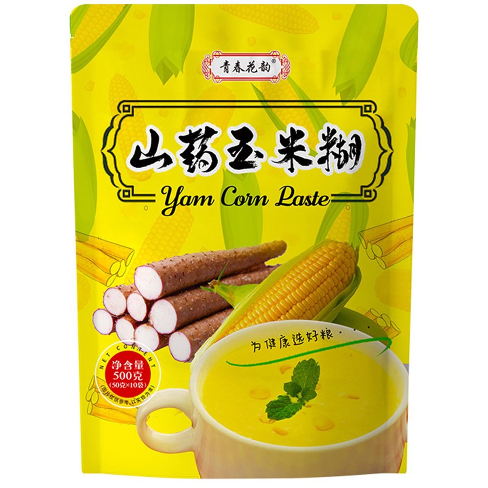 500g (10 Bags) Yam Corn Porridge - Instant Natural Nutrition Cereal, Individually Portioned Packets, Quick Breakfast & Meal Replacement, Gentle Stomach-Friendly Food for Daily Moment
