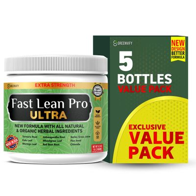 GREENVIFY Fast Lean Pro Ultra, Extra Strength Supplement with Organic Herbs, Natural Ingredients, 6.3 oz, 28 Servings (5)