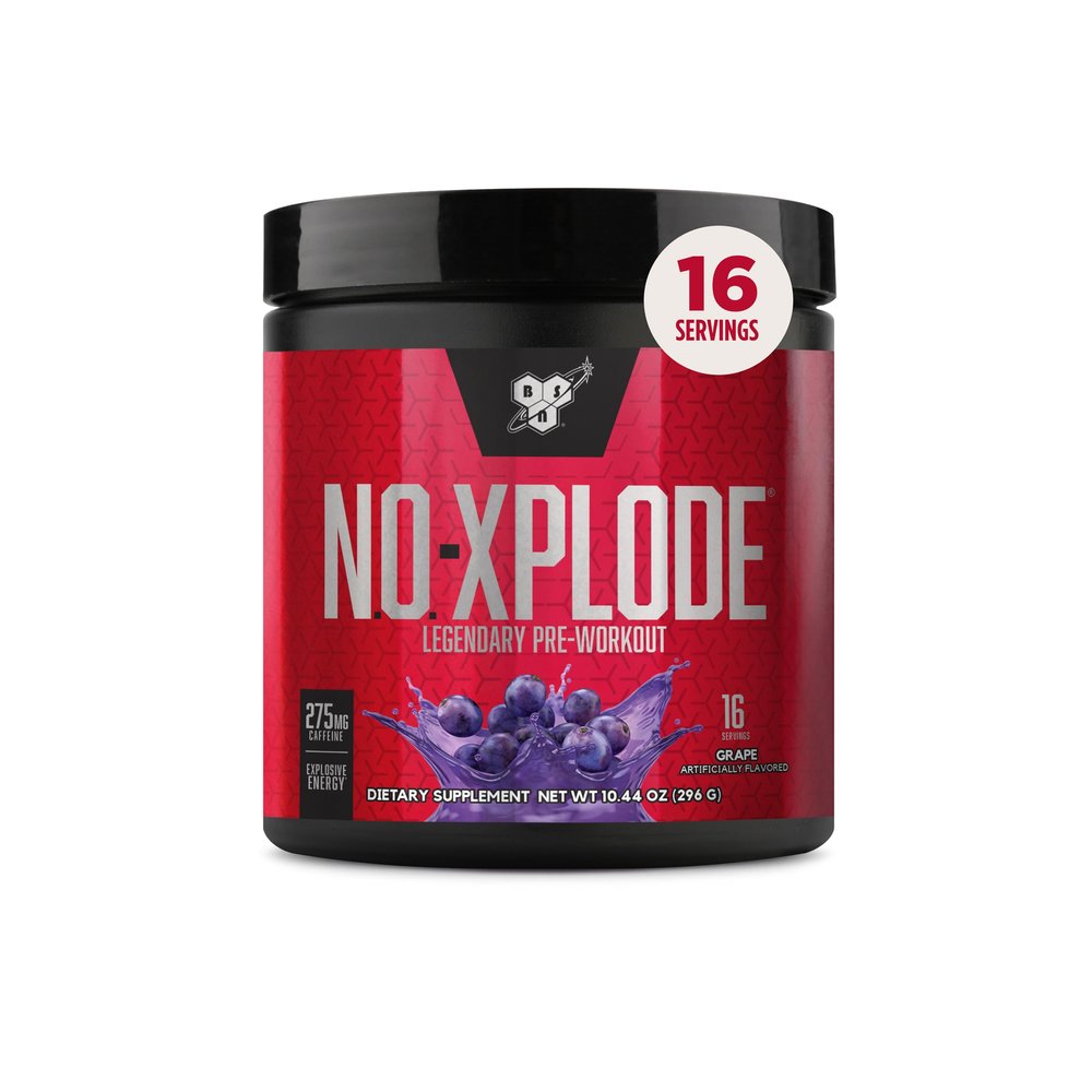 BSN N.O.-XPLODE Pre Workout Powder, Energy Supplement for Men and Women with Creatine and Beta-Alanine, Grape, 16 Servings, 0.65 Pound (Packaging May Vary)