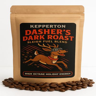 Kepperton Dashers Dark Roast Coffee Funny Holiday Coffee Gift, Sleigh Fuel Blend for Coffee Lovers and Reindeer Fans Teacher Stocking Stuffer Reindeer Stuff