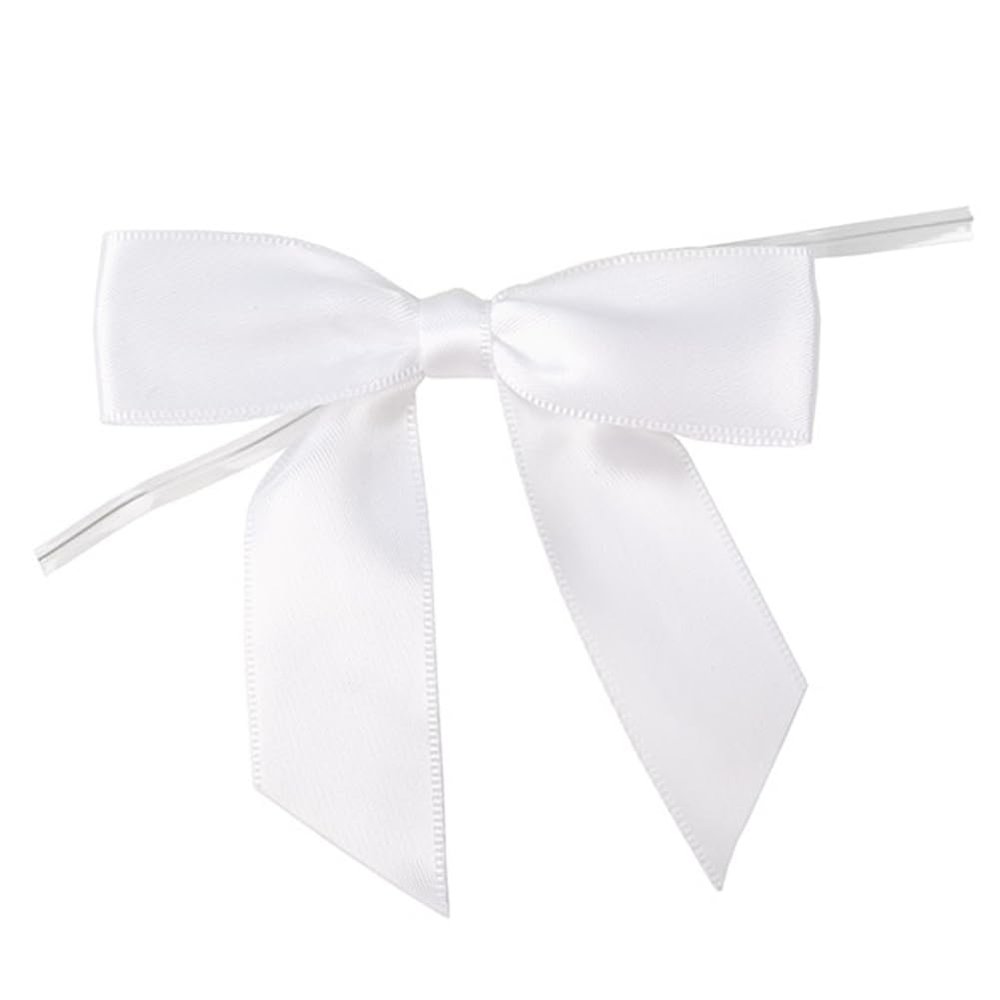 ClearBags White Pre-Tied Bows, 3.5-Inch Decorative Gift Bows with Twist Ties, Perfect for Treat Bags, Retail Packaging, Crafting & Seasonal Gift Wrap | Pack of 25 | BOWWH (Bags Sold Separately)