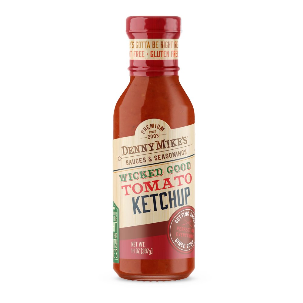 DennyMikes Wicked Good Tomato Ketchup 14 oz Premium All-Natural Gourmet Ketchup Bold Flavor, No Artificial Ingredients Perfect for Burgers, Fries & BBQ