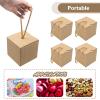 12 PCS Small Gift Boxes with Handle Rope, 3.15 Inch Square Elegant Kraft Corrugated Gift Packaging Boxes for Christmas Wedding, Portable Brown Foldable Paper Cases for Cupcake Candy Candle Cookies view 2