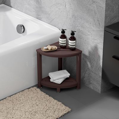 WestinTrends Sage HDPE Plastic Waterproof Shower Corner Bench, Dark Brown