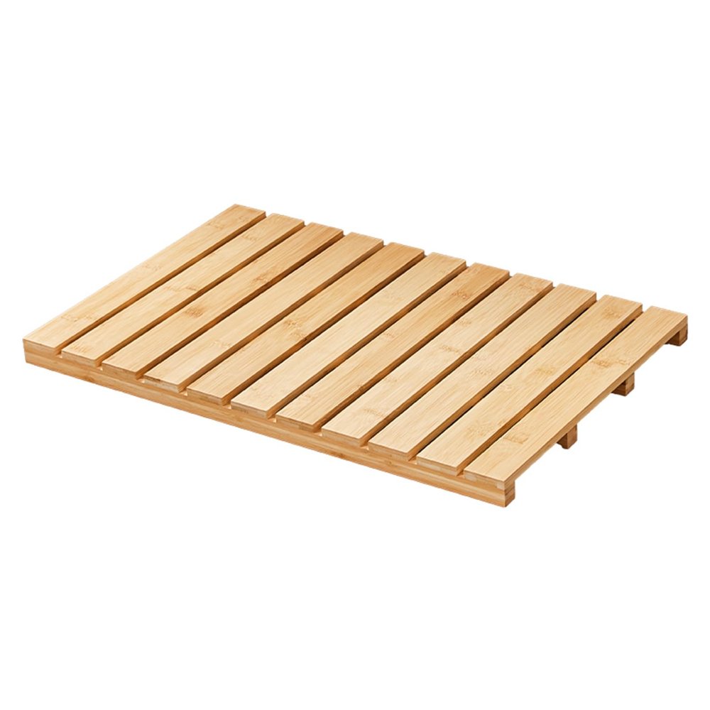Square Solid Wood Shower Mat, Large Teak Shower Floor Mat, with Non-Slip Feet and Center Drainage Hole, for Indoor Or Outdoor Spa Luxur,Home,Bathroom(Light brown)