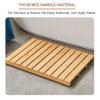 Square Solid Wood Shower Mat, Large Teak Shower Floor Mat, with Non-Slip Feet and Center Drainage Hole, for Indoor Or Outdoor Spa Luxur,Home,Bathroom(Light brown) view 2