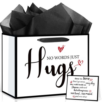 Sympathy Gift Bag for Loss of Loved One Sympathy Gifts Bag with Wrapping Paper and Card Large No Words Just Hugs Condolence Memorial Wrapping Paper Bag for Funeral Loss of Dog Pet Mom Dad Husband