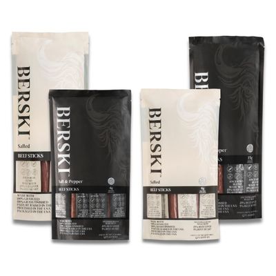 BERSKI Ultimate Bundle Salted + Salt & Pepper Beef Sticks 100% Grass-Fed, Grass-Finished Ancestral Blend w/Liver & Heart Keto, Paleo Regeneratively Raised USA Beef 4 Pack (1.9 & 1oz Sticks)