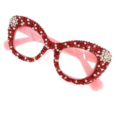 bullabulling Retro Christmas Bling Rhinestone Reading Glasses for Women Christmas Party Ladies Blue Light Blocking Readers (red/white, 2.75, x)
