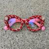 bullabulling Retro Christmas Bling Rhinestone Reading Glasses for Women Christmas Party Ladies Blue Light Blocking Readers (red/white, 2.75, x) view 3