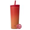 BlenderBottle 2-in-1 Insulated Stainless Steel Shaker Tumbler, Swig Leakproof Lid, Straw, BlenderBall, BPA Free, For Protein Shakes, Smoothies, And Pre Workout, 24 oz, Red/Orange (Heatwave) view 1