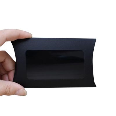 Taoxekoro Kraft Paper Pillow Box with Window - Creative Gift Box for Wedding Favors Candy Packaging, Eco-Friendly Treat Boxes (Pack of 100) (black)