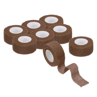 PATIKIL 1" x 5 Yard Bandage Wrap, 8Pcs Breathable Self Adhesive Elastic Bandage Wrap Roll Athletic Cohesive Tape for Wrists Knees Ankles Thighs Feet Sports Sprains Swelling, Brown