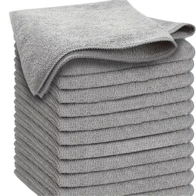 1-100PCS Gray Bamboo Charcoal Dishcloths - Thickened, Absorbent, Anti-Grease Microfiber Kitchen Cleaning Rags(40PCS)