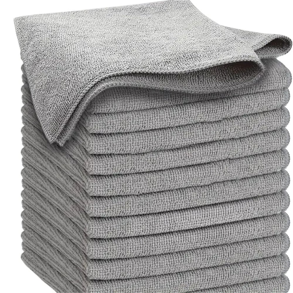 1-100PCS Gray Bamboo Charcoal Dishcloths - Thickened, Absorbent, Anti-Grease Microfiber Kitchen Cleaning Rags(40PCS)