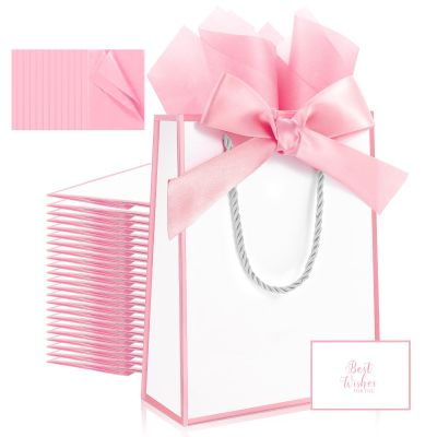 Ethhqu 12 Pack Small Gift Bags with Handles Include Tissue Papers & Cards