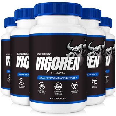 (5 Pack) Vigoren Premium Energy & Power Support Supplement | Natural Formula for Drive, Stamina & Active Performance | Easy-to-Take Pills, Non-Habit Forming, Inspired By Celtic Salt (300 Capsules)