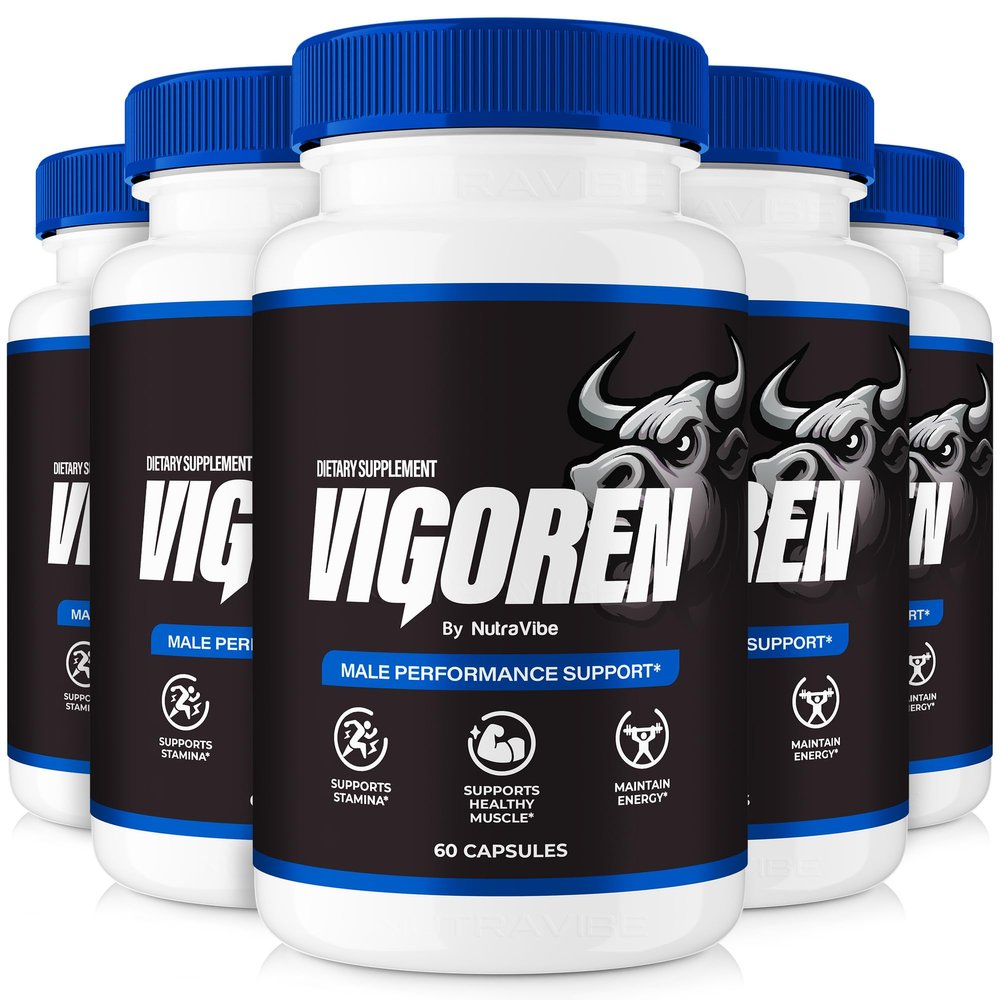 (5 Pack) Vigoren Premium Energy & Power Support Supplement | Natural Formula for Drive, Stamina & Active Performance | Easy-to-Take Pills, Non-Habit Forming, Inspired By Celtic Salt (300 Capsules)