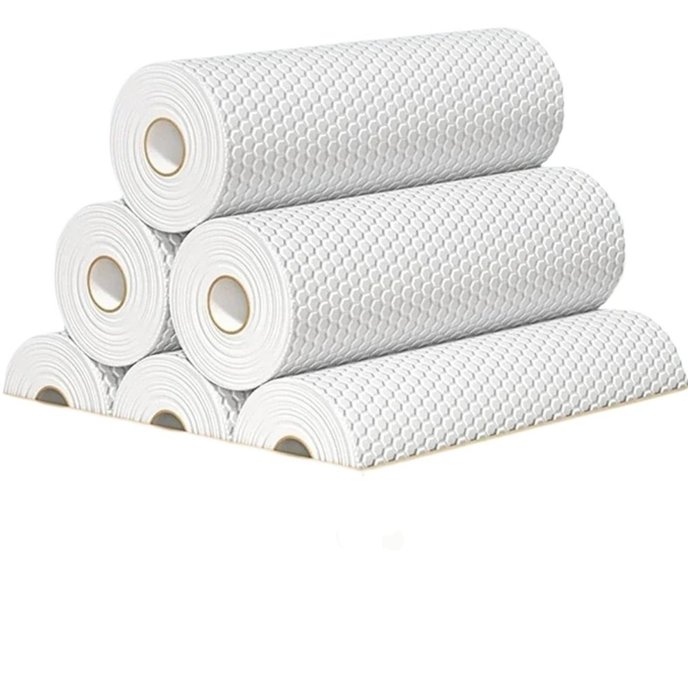10-Piece Set of Thickened, Reusable Non-Woven Kitchen Disposable Rags - Ideal for Dishwashing & Cleaning(White-20x20cm,50pcs - 1roll)