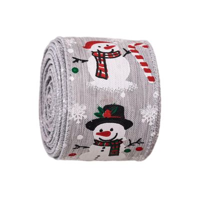 Wired Christmas Ribbon, Snowman Burlap Ribbon for Crafts, Decorative String, Homecoming Hair Flower Birthday Party Tree Holiday Decoration, Flexible Wired Edge for Easy Shaping
