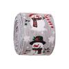 Wired Christmas Ribbon, Snowman Burlap Ribbon for Crafts, Decorative String, Homecoming Hair Flower Birthday Party Tree Holiday Decoration, Flexible Wired Edge for Easy Shaping view 1