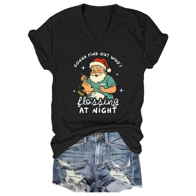 JWVEL Christmas Dental Shirts 12 Days of Dentistry Christmas Teeth Shirt V Neck