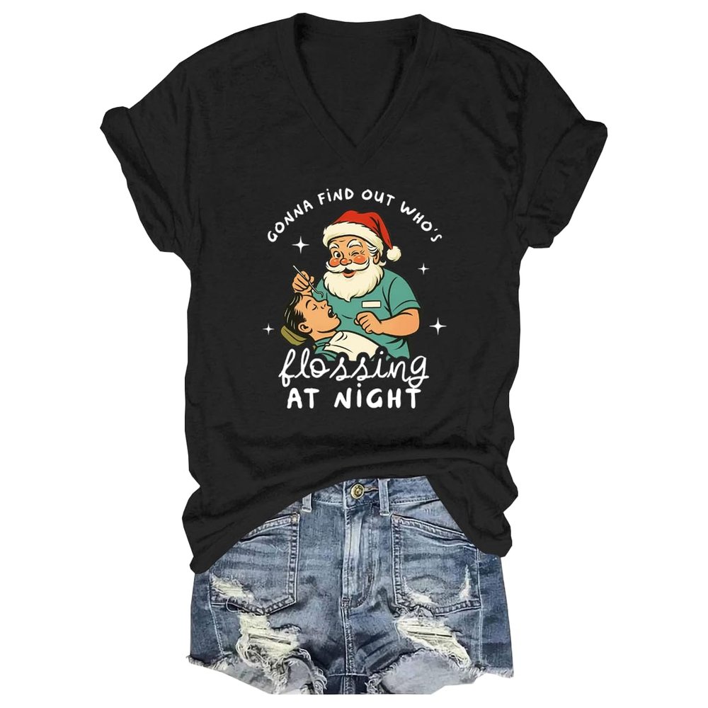 JWVEL Christmas Dental Shirts 12 Days of Dentistry Christmas Teeth Shirt V Neck