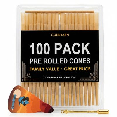 100 Pack | Rolling Papers Cones | Cones Pre Rolling Papers Rolled king Size with Filter Tips, Packing Stick & Scoop