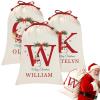 Duckbe Personalized Santa Bags with Initial & Name Custom Canvas Drawstring Santa Sacks for Family Christmas Party Gifts Sack for Men Women Children Small Medium Large Gifts Bag view 1