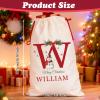 Duckbe Personalized Santa Bags with Initial & Name Custom Canvas Drawstring Santa Sacks for Family Christmas Party Gifts Sack for Men Women Children Small Medium Large Gifts Bag view 2