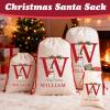 Duckbe Personalized Santa Bags with Initial & Name Custom Canvas Drawstring Santa Sacks for Family Christmas Party Gifts Sack for Men Women Children Small Medium Large Gifts Bag view 4