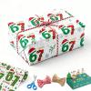 WINSD 6 7 Christmas Wrapping Paper Xmas 67 meme 6-7 Wrap Paper Funny Six Seven Wrapping Paper Holiday Gift Wrap Paper Roll Birthday Santa Festive Present Wrapping Rolls (D) view 1