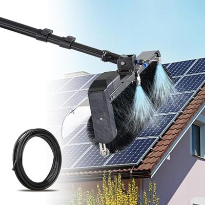 JIANSMZ Extendable Window Cleaner Brush Kit with Solar Panel, Water Fed Pole for Outdoor Glass Cleaning, High Reach Solution