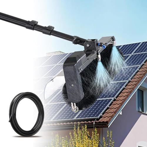 JIANSMZ Extendable Window Cleaner Brush Kit with Solar Panel, Water Fed Pole for Outdoor Glass Cleaning, High Reach Solution