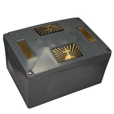 Champion XL Graystone Urn Vault - Cross & Ray, Extra Large Urn Vault for Ground Burial, Holds Variety of Cremation Urn Sizes for Human Ashes, Durable and Secure for Cemetery Burial