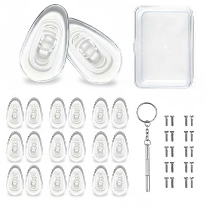 10-Pairs Glasses Nose Pad,Screw-in Soft Silicone Air Chamber Eyeglass Nose Pads,Eyeglasses Repair Kit with Screws & Screwdriver,Anti-Slip & Easy Install,for Most Glasses & Sunglasses (10 Pairs 15mm)