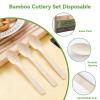 100% Bamboo Disposable Spoons | Compostable Biodegradable Eco-Friendly Utensils for Soup, Dessert & Daily Use for Party & Camping (120 Spoons) view 3